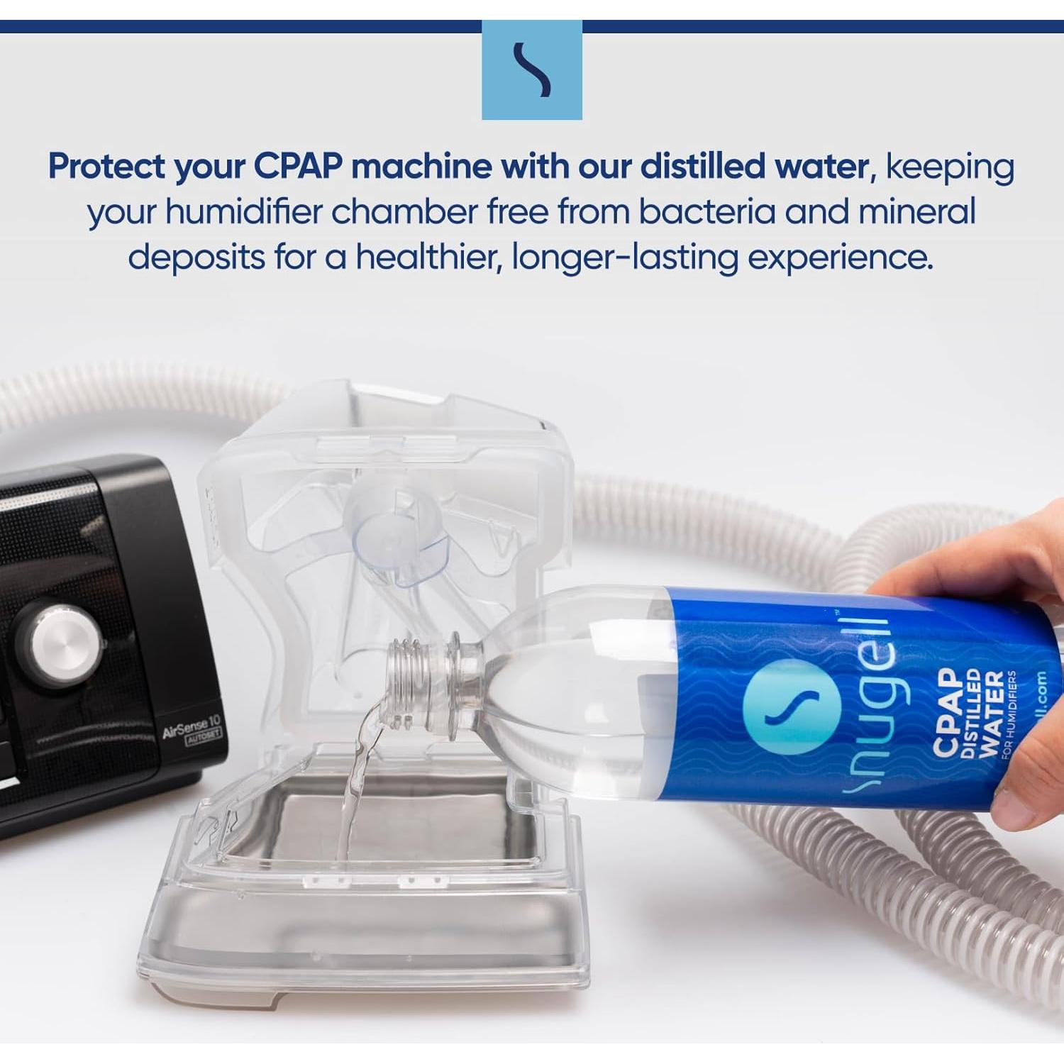 Agua Destilada Snugell para CPAP 20oz - Paquete de 6 Botellas