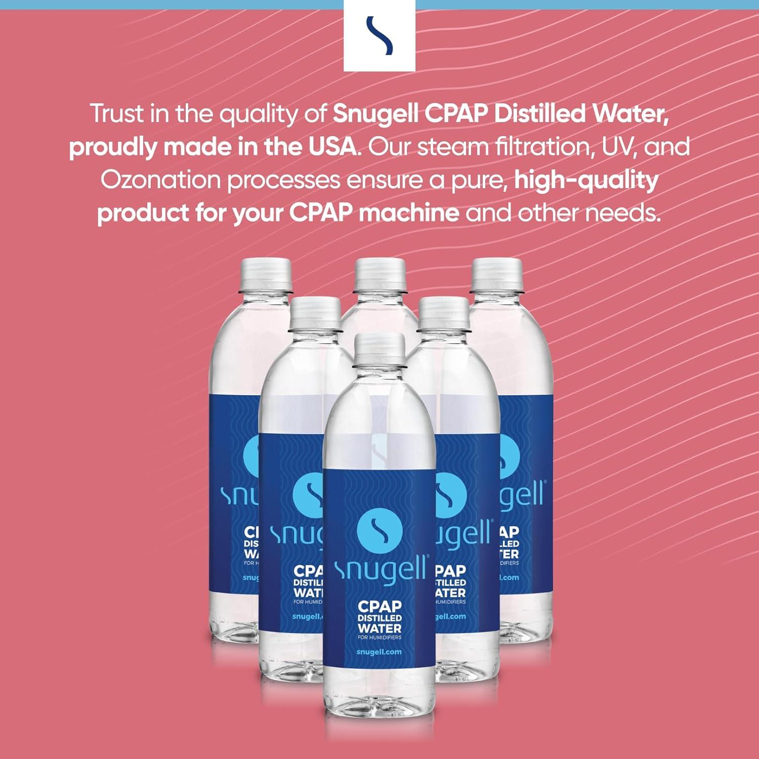 Agua Destilada Snugell para CPAP 20oz - Paquete de 6 Botellas