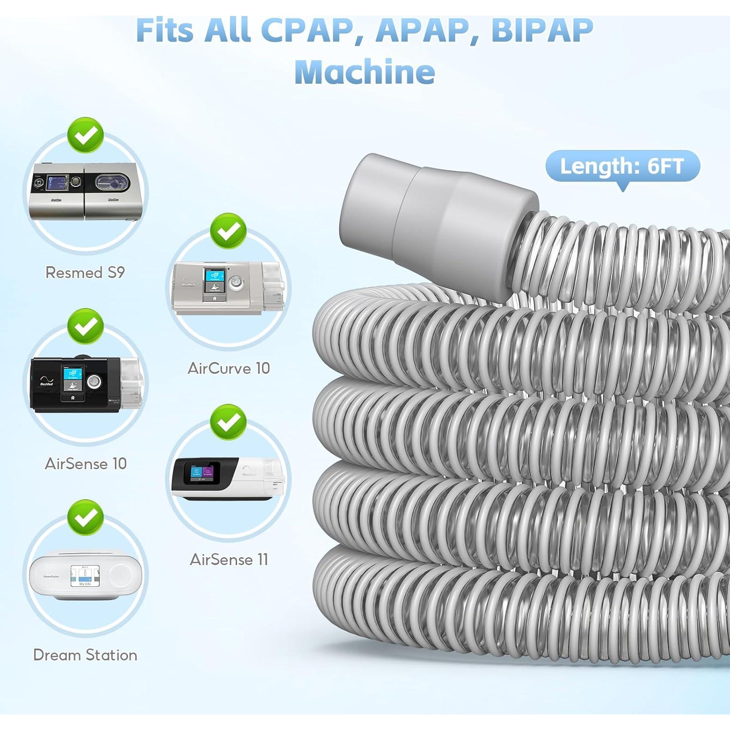 Paquete de 2 Mangueras CPAP FunGeneTEC 1.83m 22mm Gris