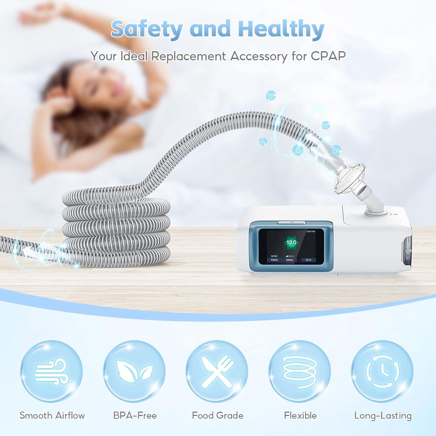 Paquete de 2 Mangueras CPAP FunGeneTEC 1.83m 22mm Gris