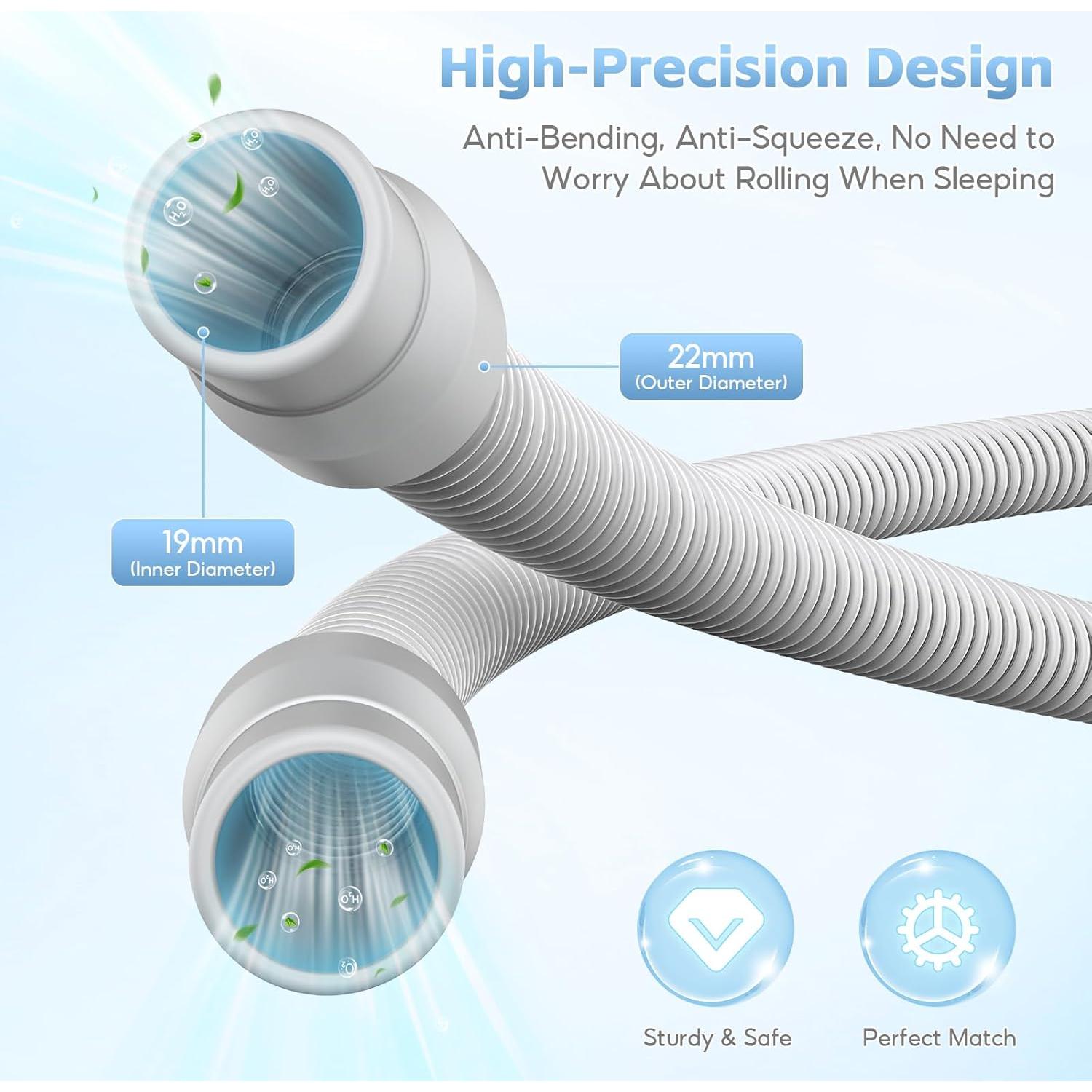 Paquete de 2 Mangueras CPAP FunGeneTEC 1.83m 22mm Gris