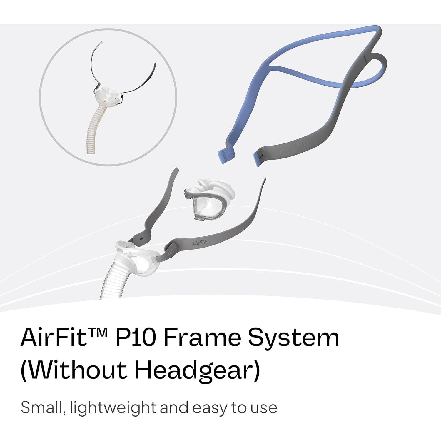 Sistema de Marco CPAP ResMed AirFit P10 - Pequeño con Almohadillas Nasales