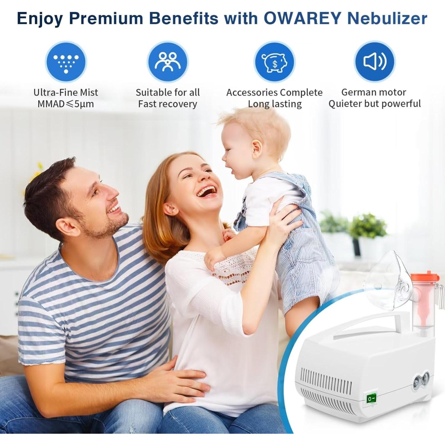 Nebulizador OWAREY para Adultos y Niños - Máquina de Nebulización Eficiente