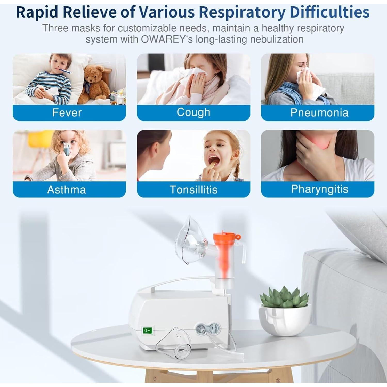 Nebulizador OWAREY para Adultos y Niños - Máquina de Nebulización Eficiente