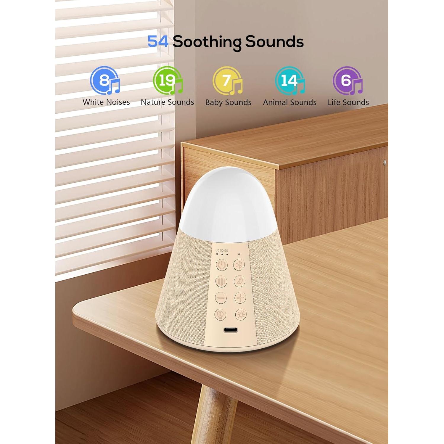 Máquina de Sonido Vanzon WN02, Ruido Blanco y Luz Nocturna RGB