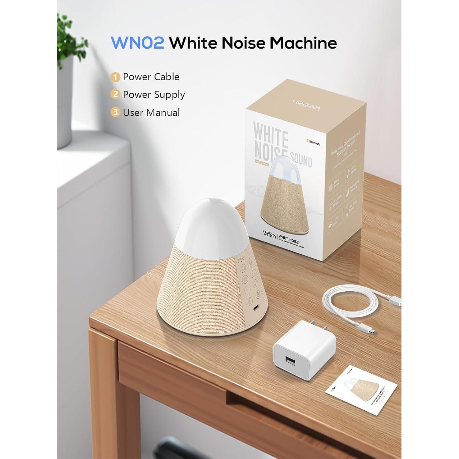 Máquina de Sonido Vanzon WN02, Ruido Blanco y Luz Nocturna RGB