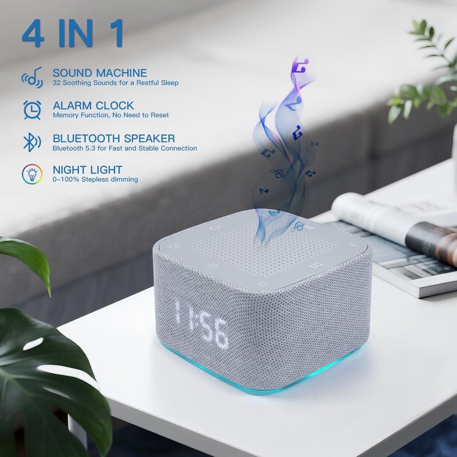 Máquina de Sonido Blanco PLJVOYK con Reloj Despertador y Bluetooth
