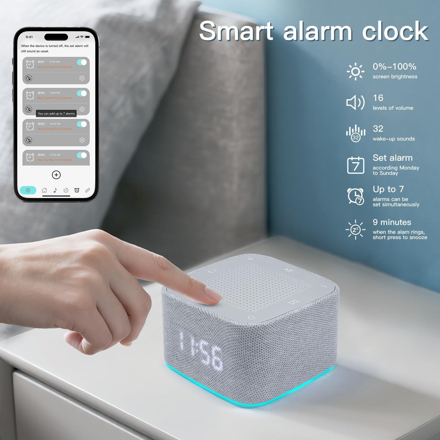 Máquina de Sonido Blanco PLJVOYK con Reloj Despertador y Bluetooth