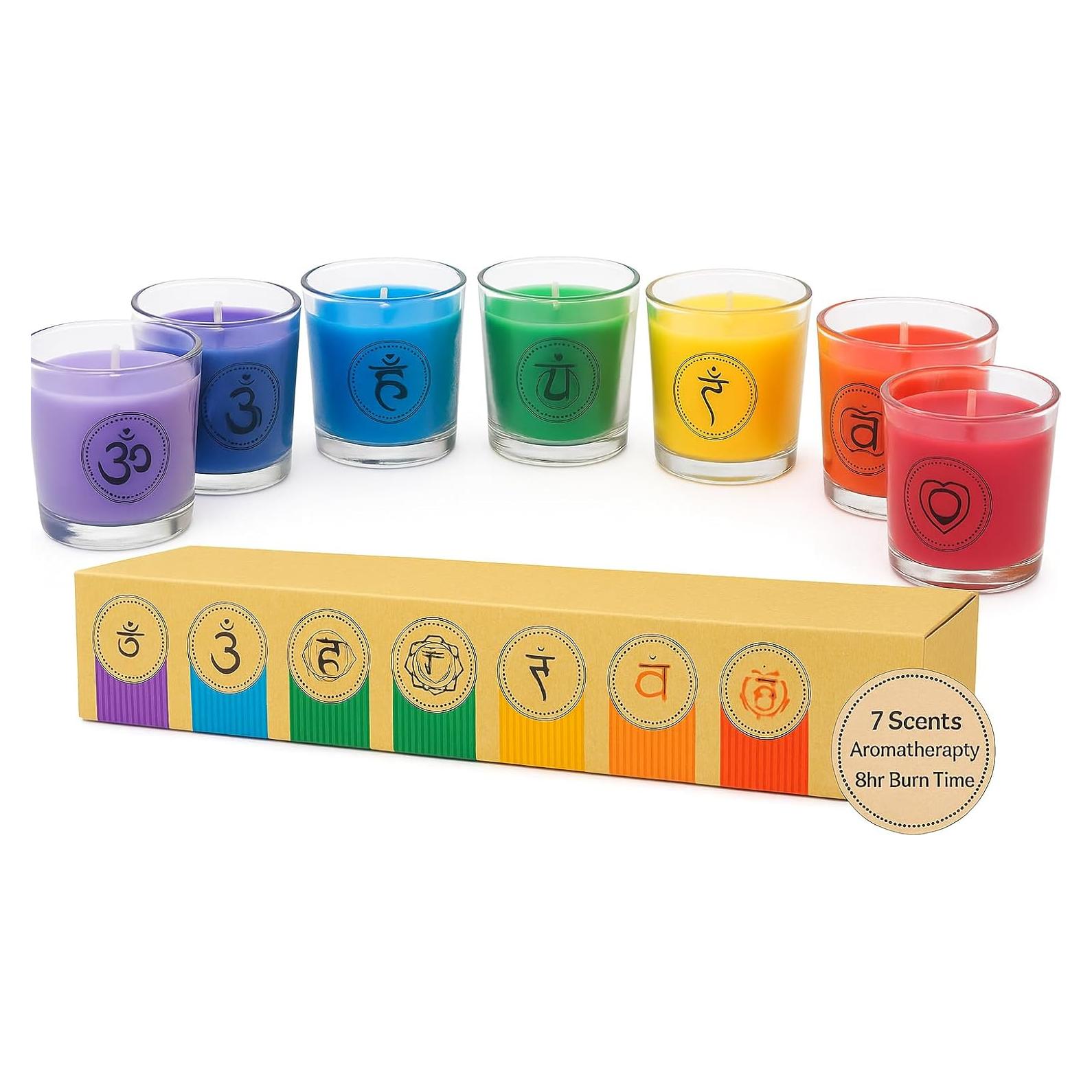 Juego de 7 Velas Aromáticas Chakra - Cera de Soja Natural