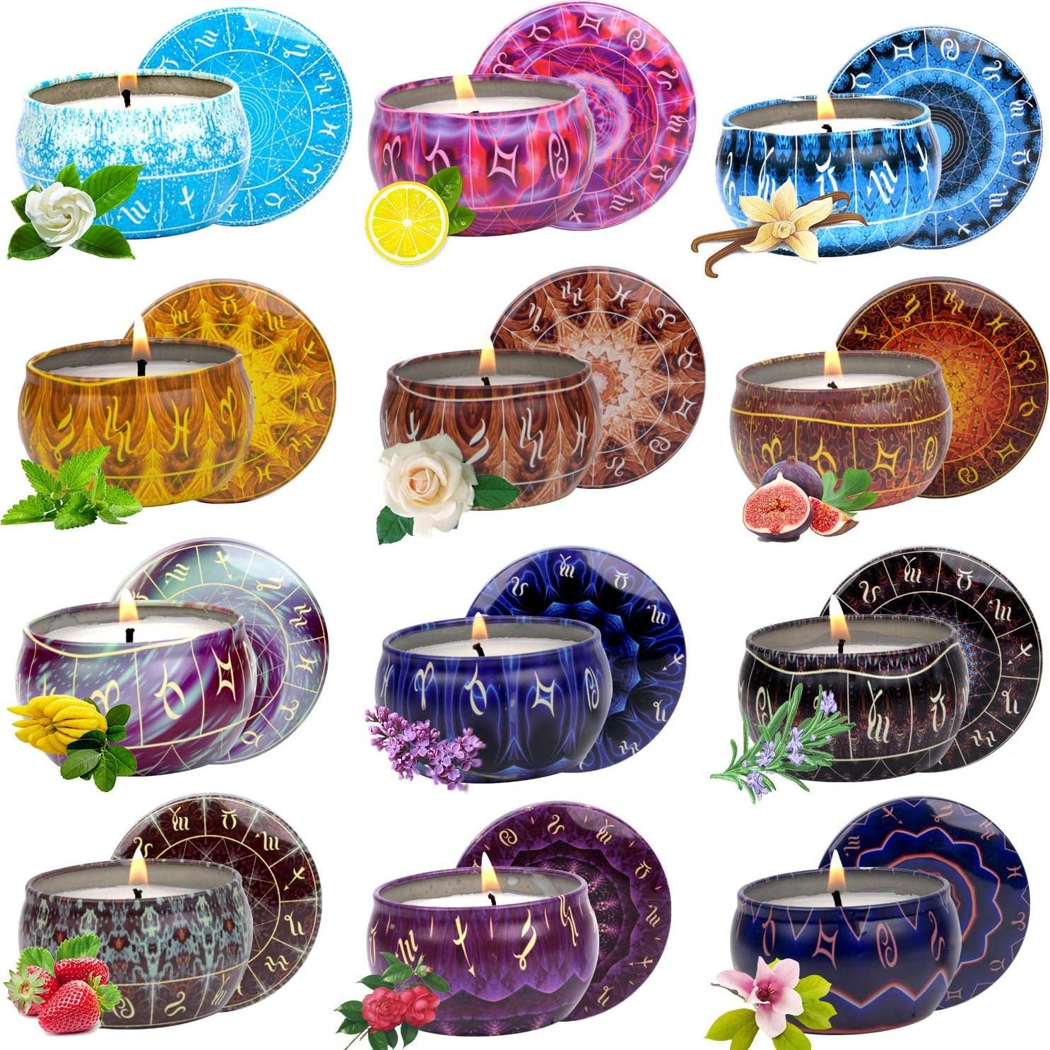 Juego de 12 Velas Aromáticas WuNa 70.9g Aromaterapia