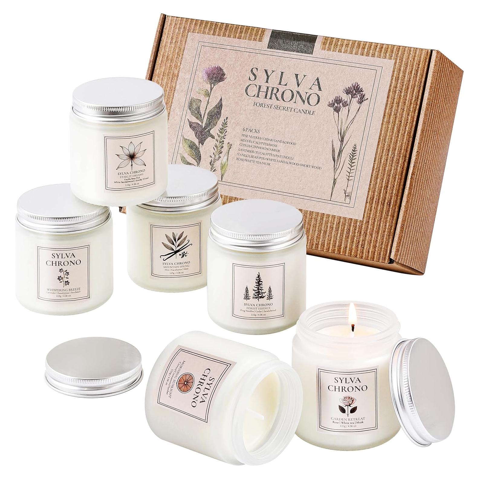 Juego de 6 Velas Aromáticas de Cera de Soja Sylva Chrono