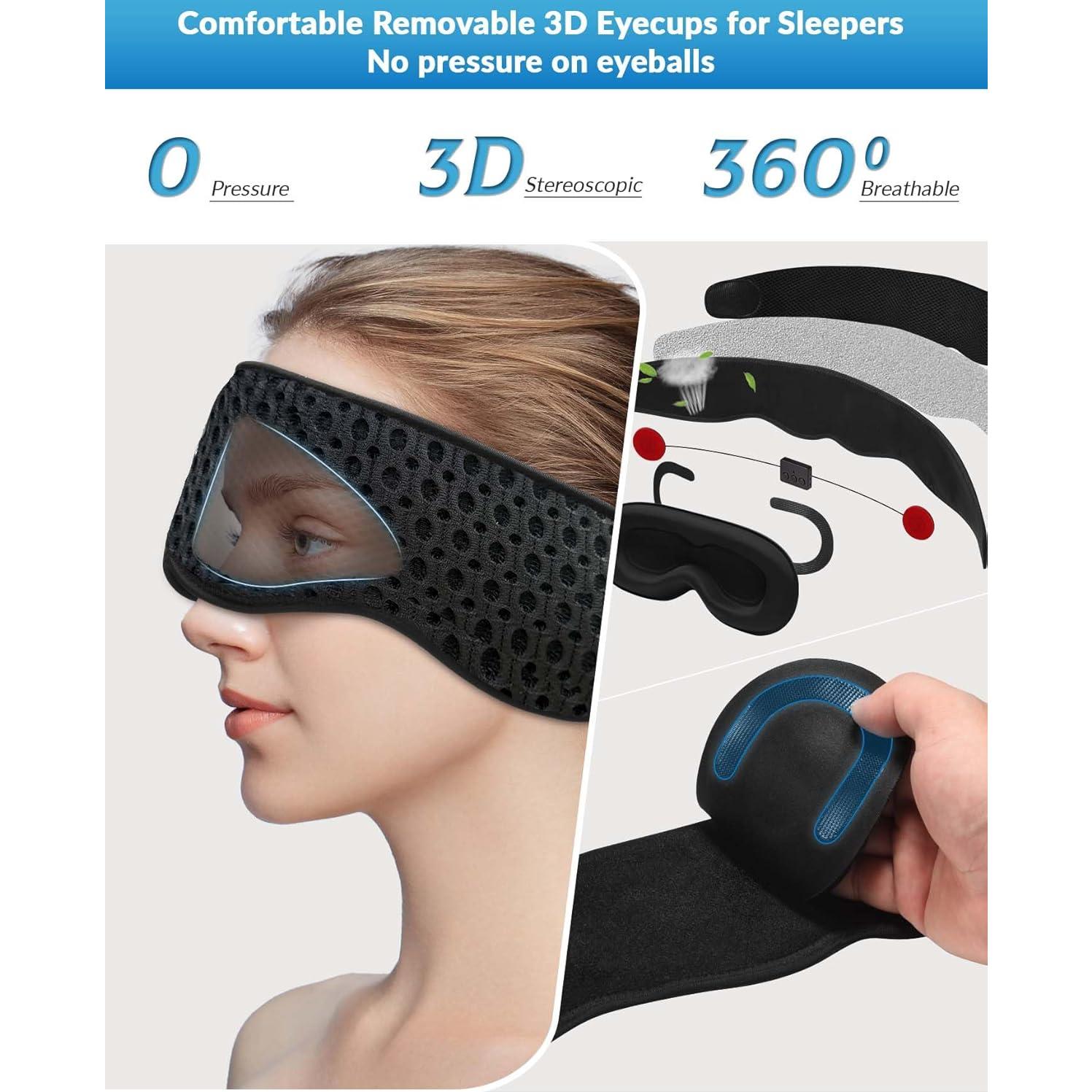 Máscara de Sueño Bluetooth ZZZ 3D Removible con Altavoces