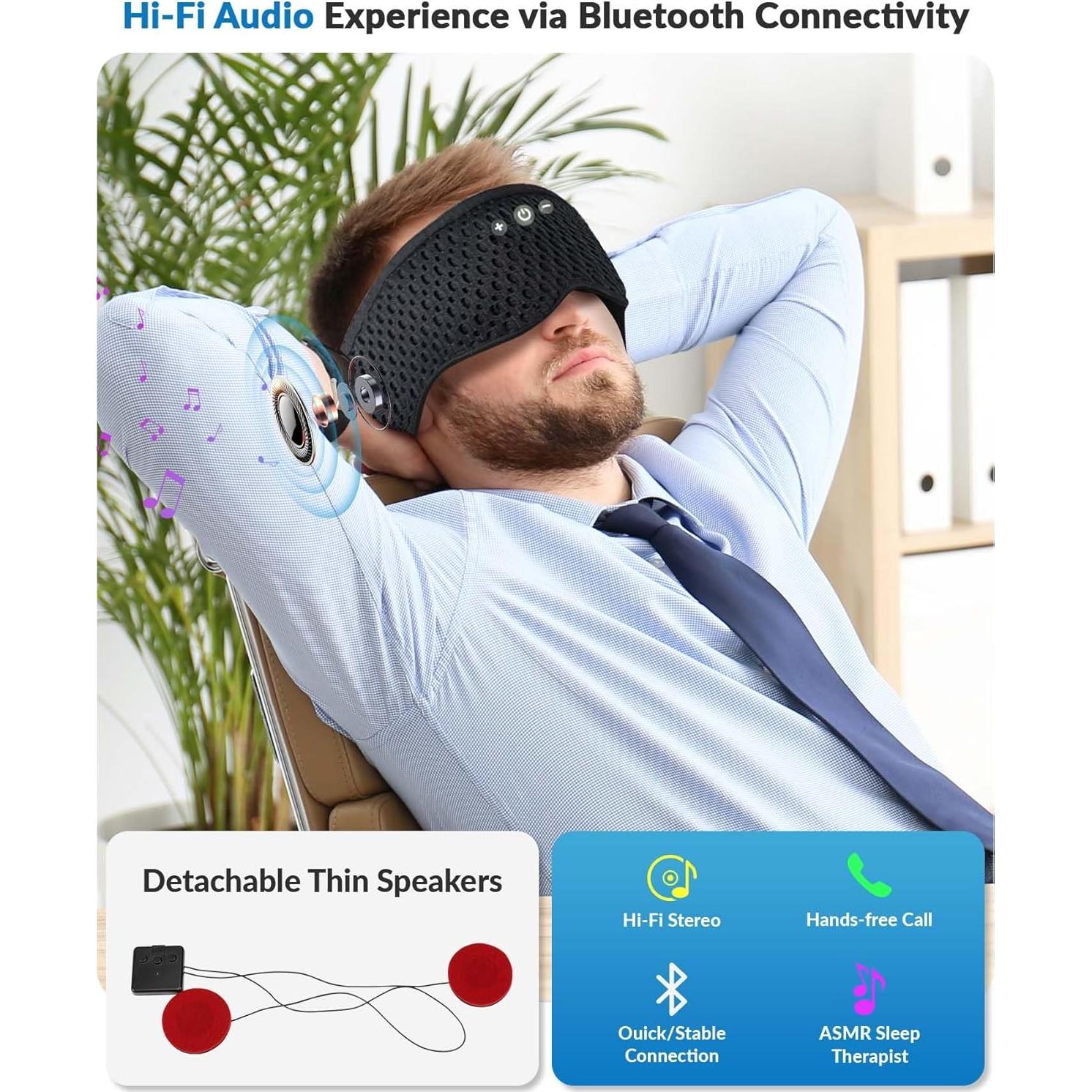 Máscara de Sueño Bluetooth ZZZ 3D Removible con Altavoces