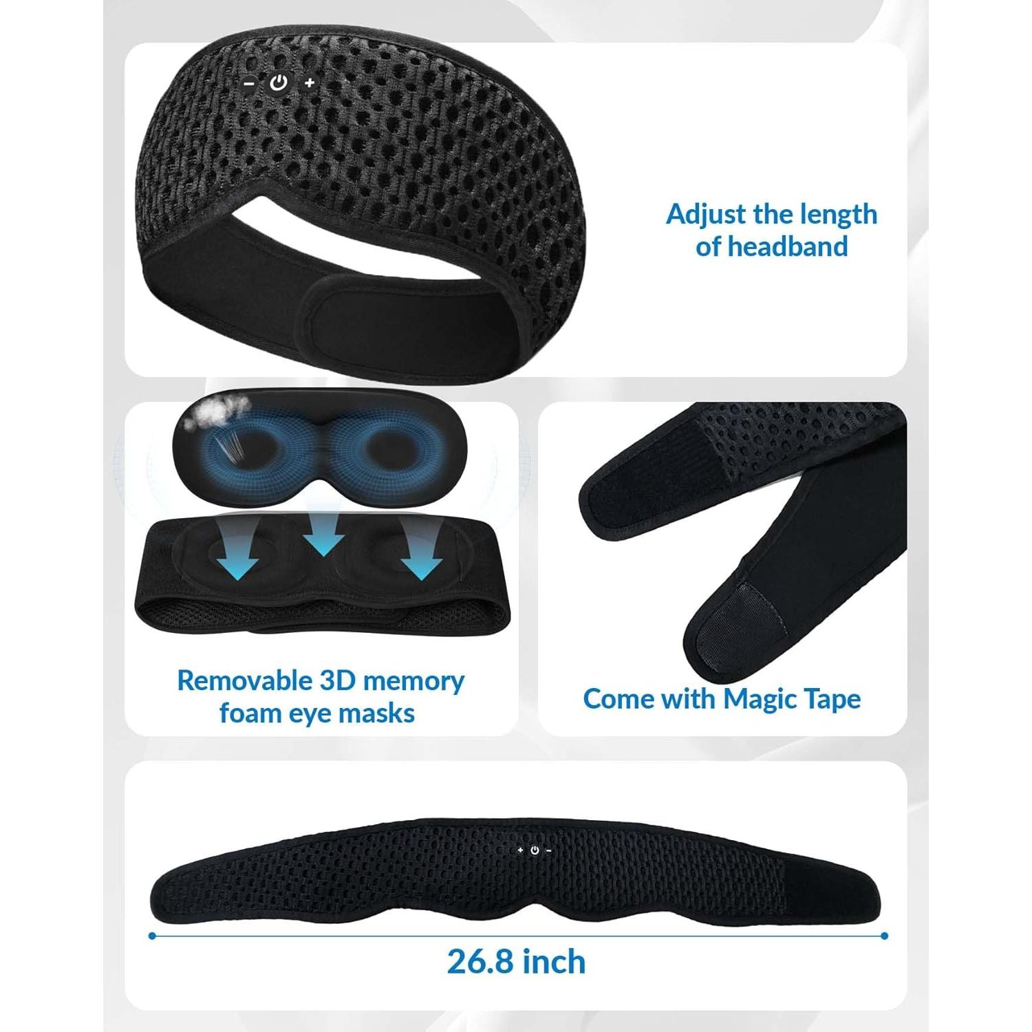 Máscara de Sueño Bluetooth ZZZ 3D Removible con Altavoces