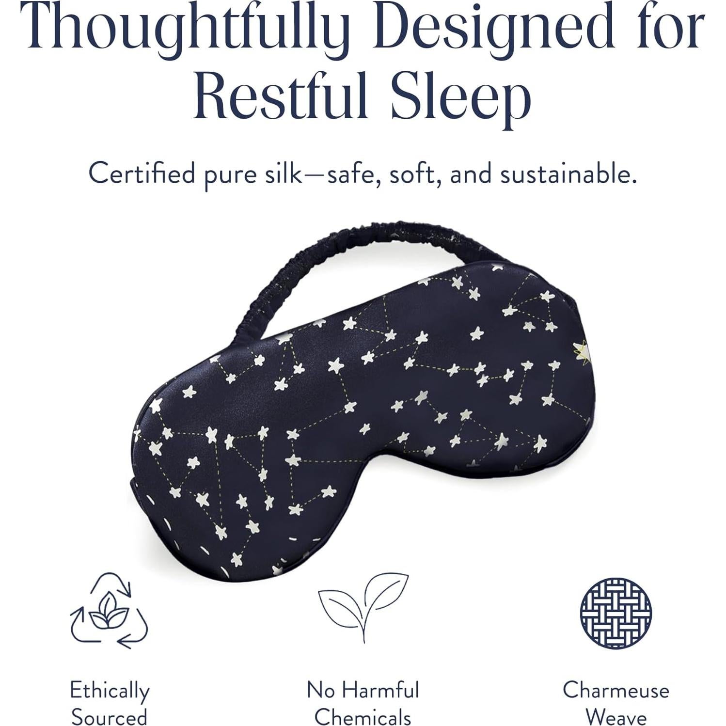 Máscara de Ojos de Seda Brooklinen Azul Celestial 100% Mulberry