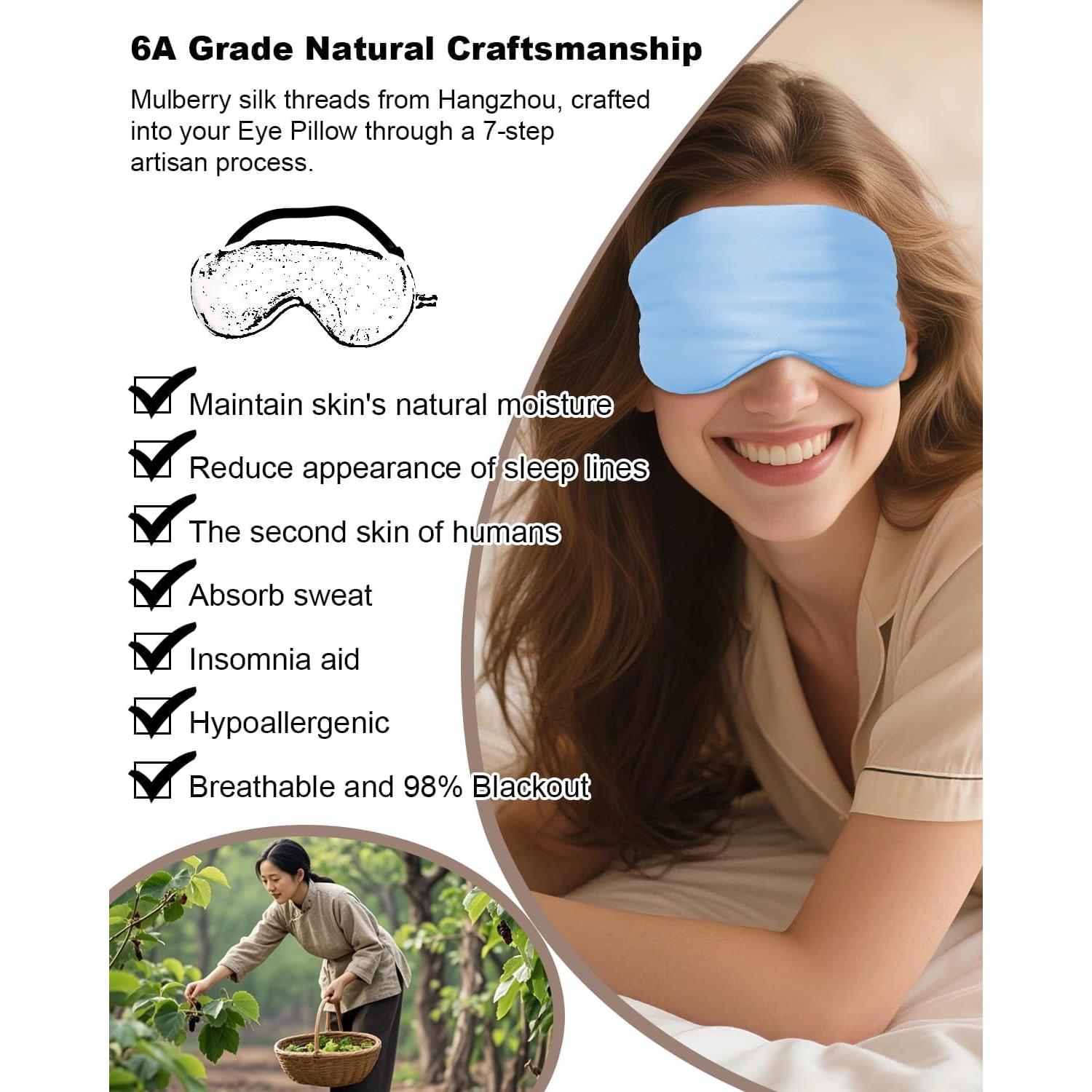 Máscara para dormir de seda de morera Barlixy 22 Momme Azul