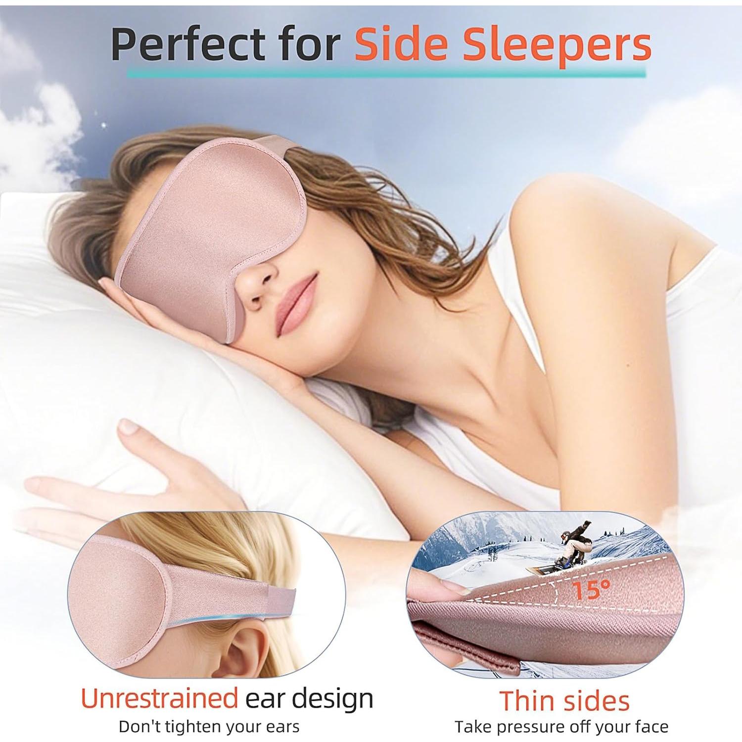 Mascarilla para Dormir 3D WellYoo Rosa, Bloqueo Total de Luz