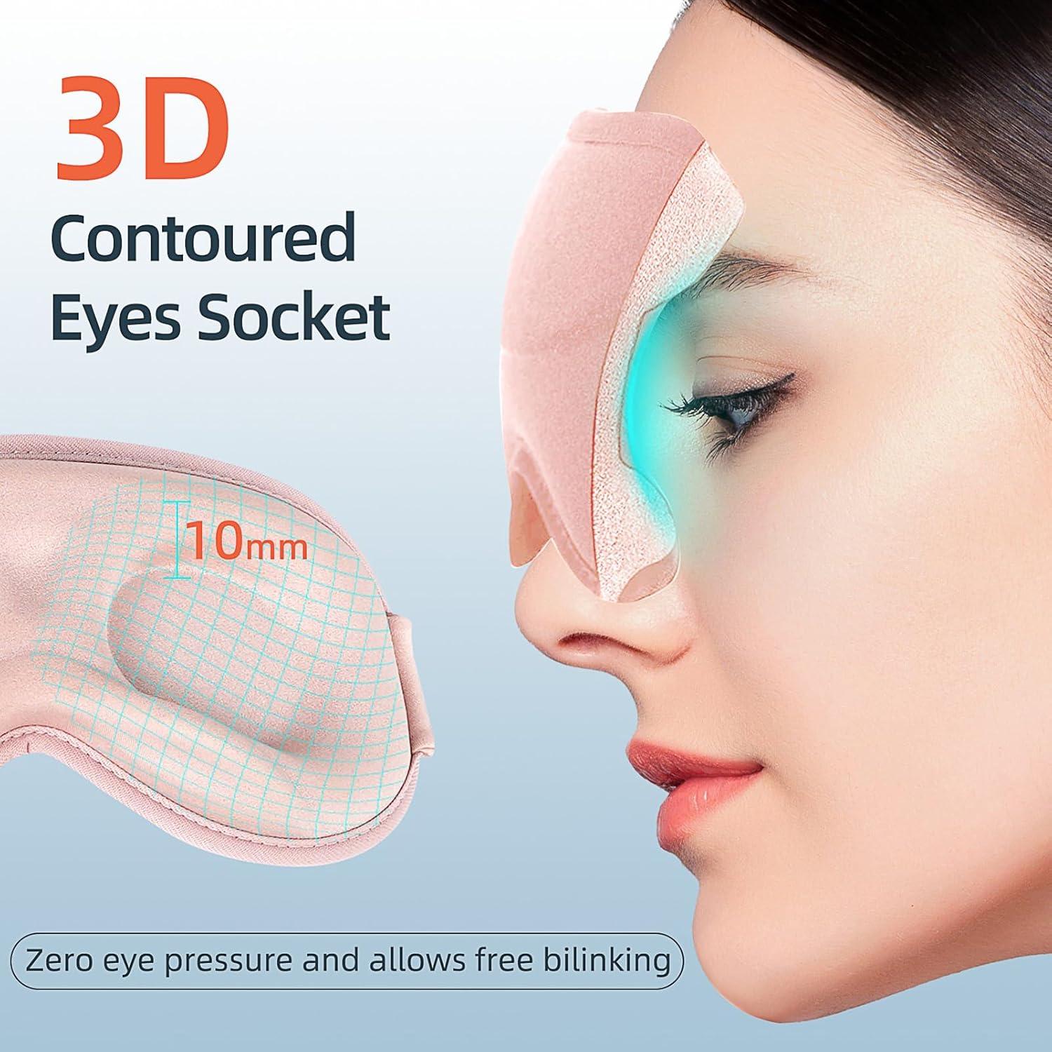 Mascarilla para Dormir 3D WellYoo Rosa, Bloqueo Total de Luz