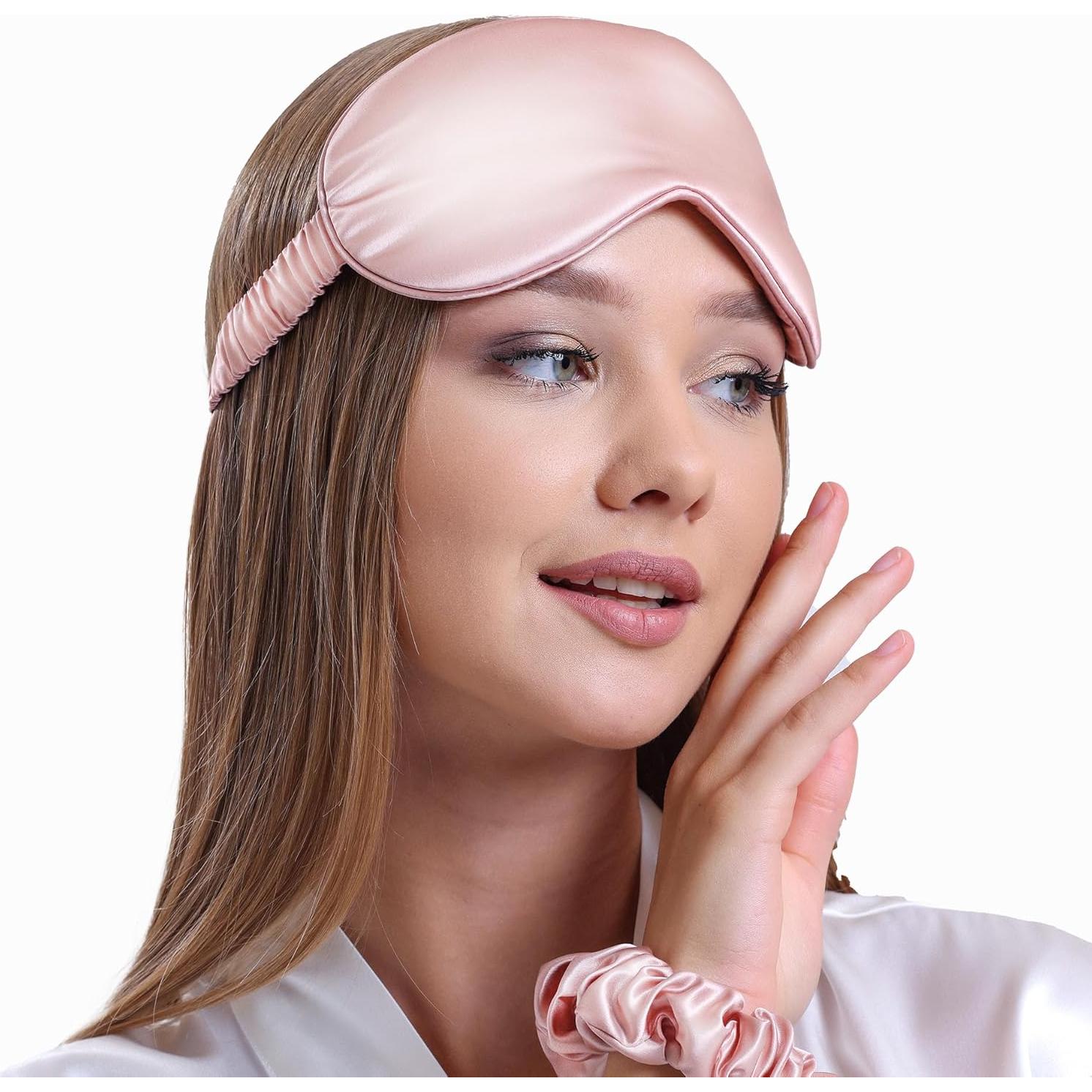 Máscara de Sueño de Seda Vénèra 100% Pura 22 Momme Rosa Claro