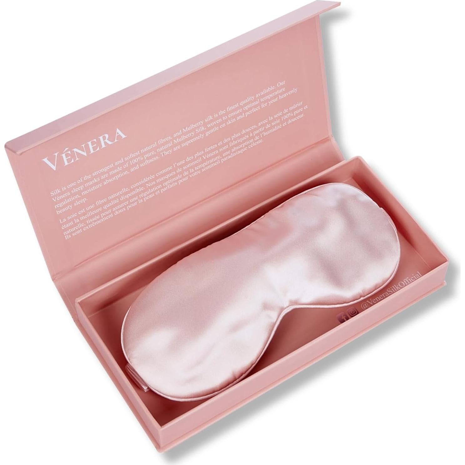 Máscara de Sueño de Seda Vénèra 100% Pura 22 Momme Rosa Claro