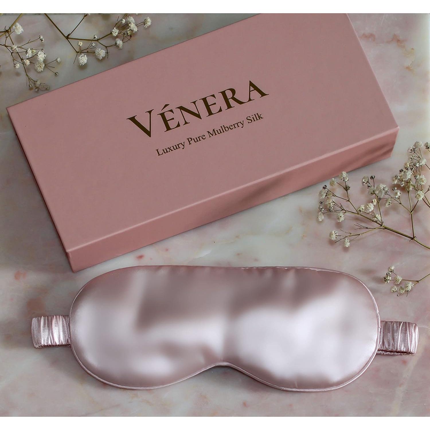 Máscara de Sueño de Seda Vénèra 100% Pura 22 Momme Rosa Claro