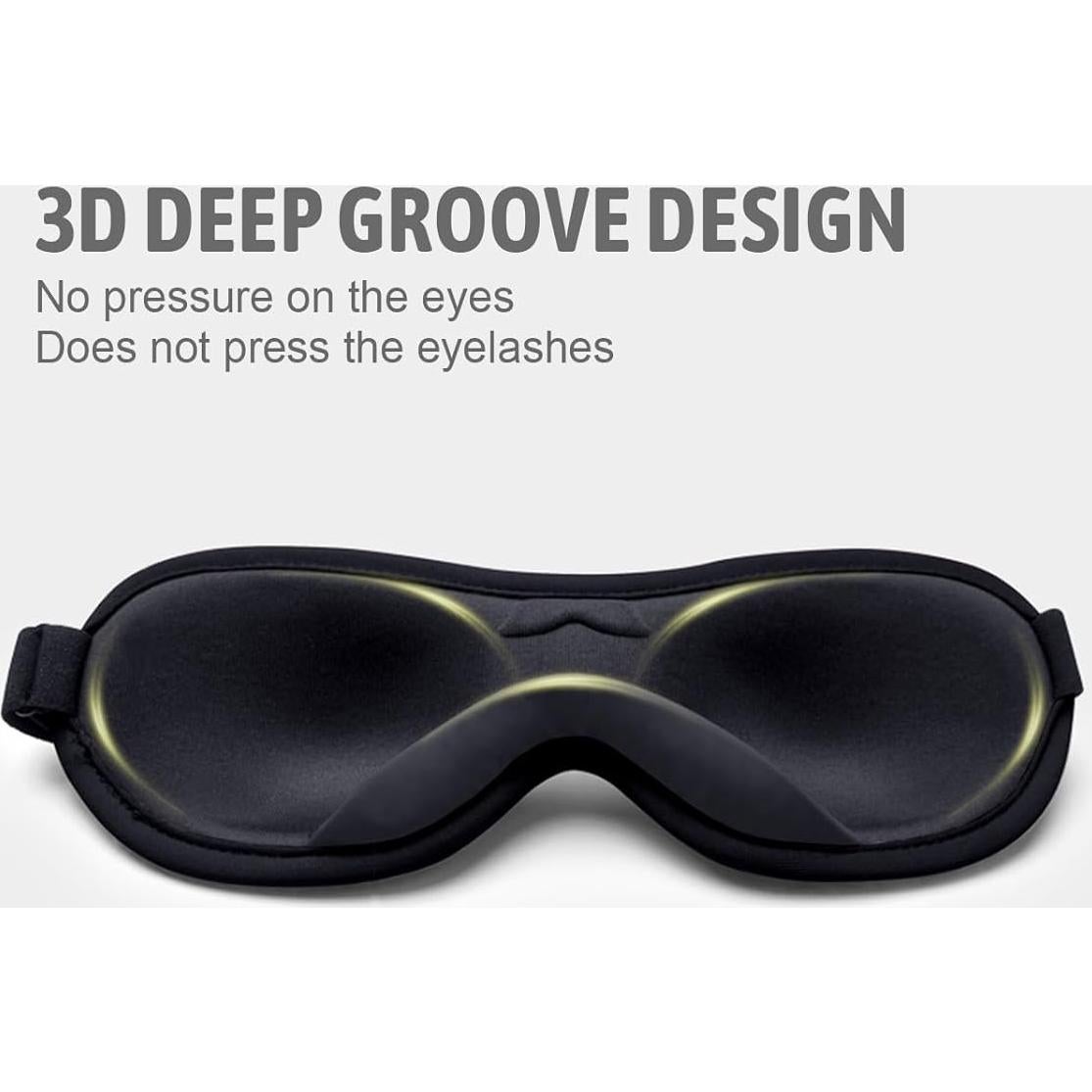 Máscara de Sueño 3D Hunrimu para Dormir y Viajar - Negro