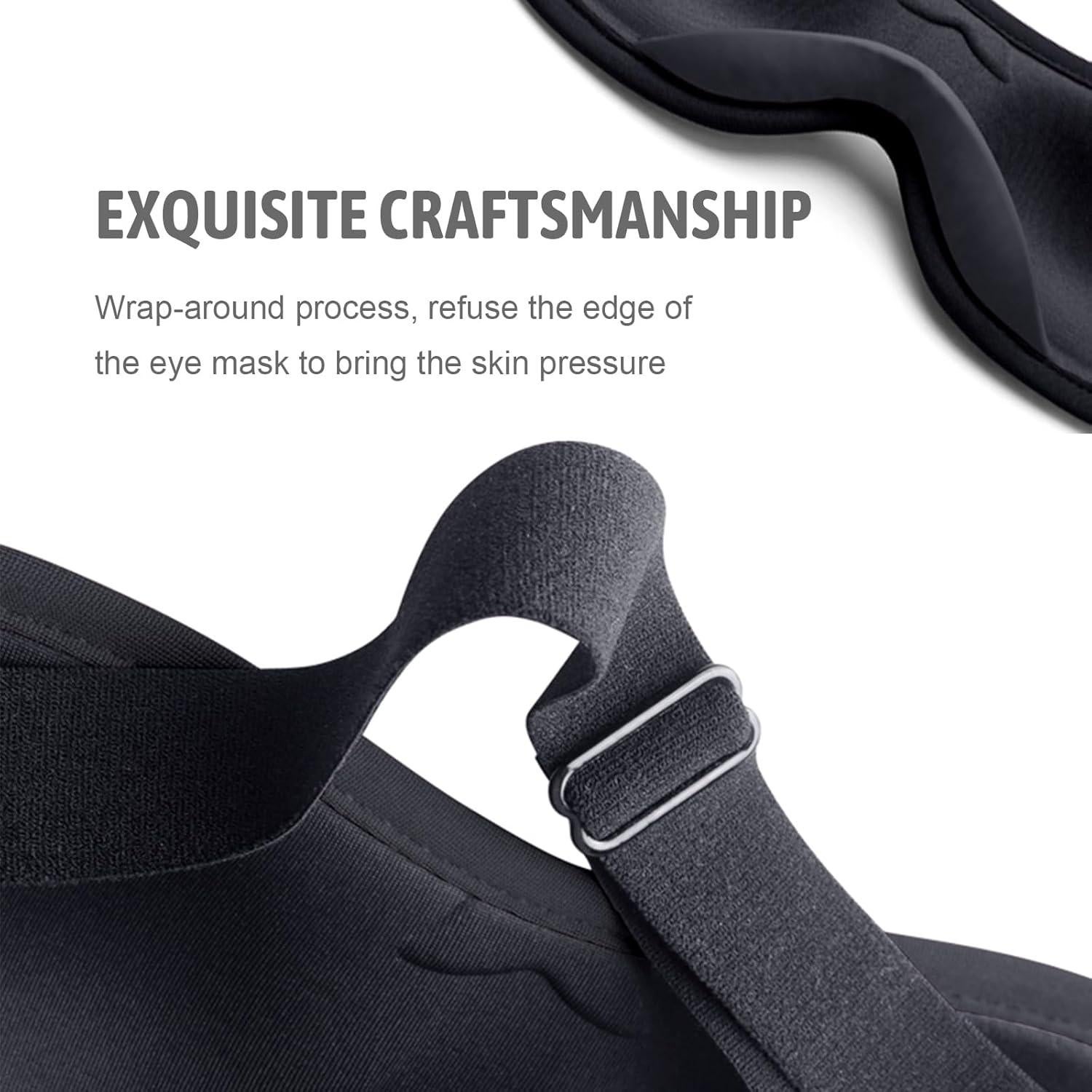 Máscara de Sueño 3D Hunrimu para Dormir y Viajar - Negro