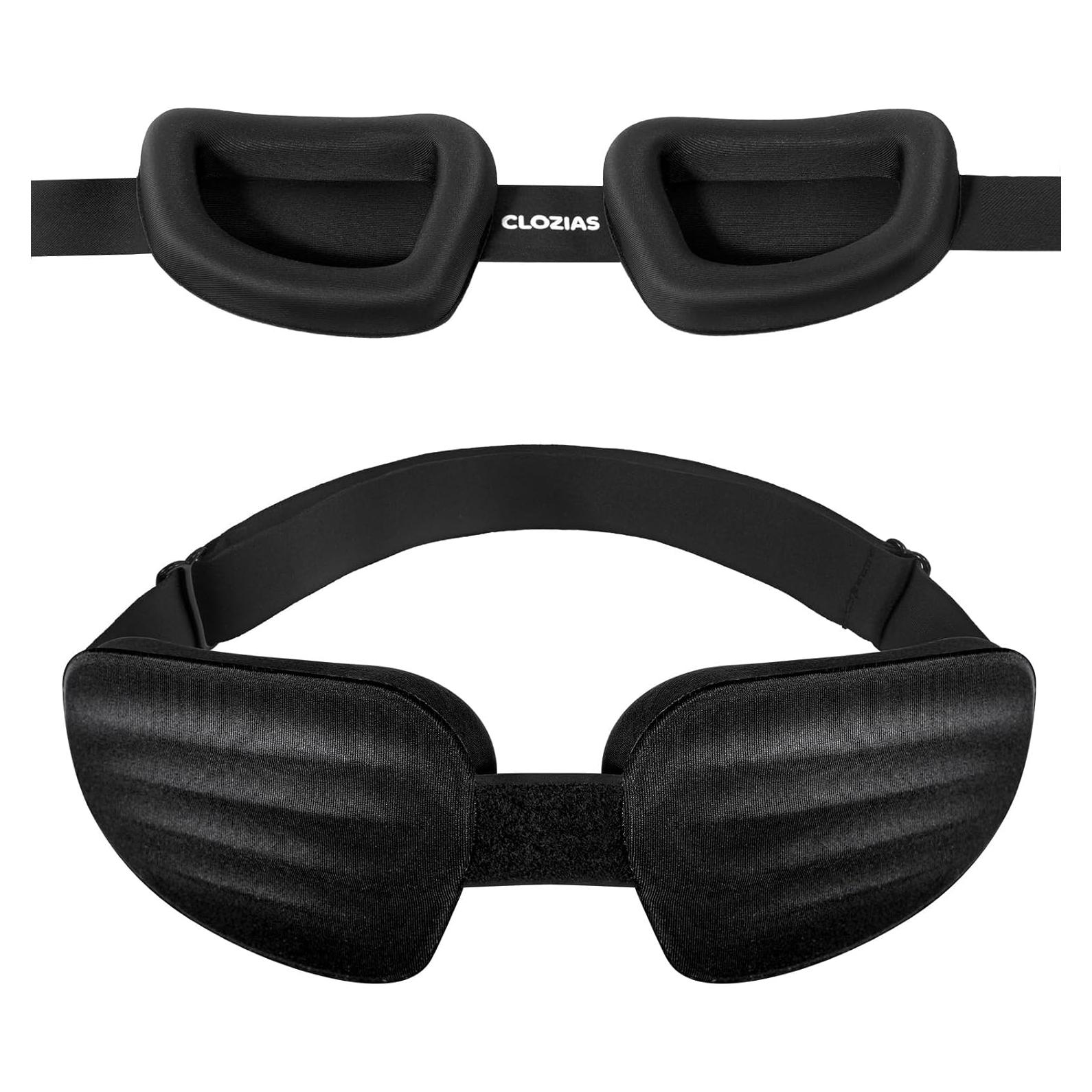 CLOZIA Máscara de Sueño 3D Negra para Ojos Secos y Lado