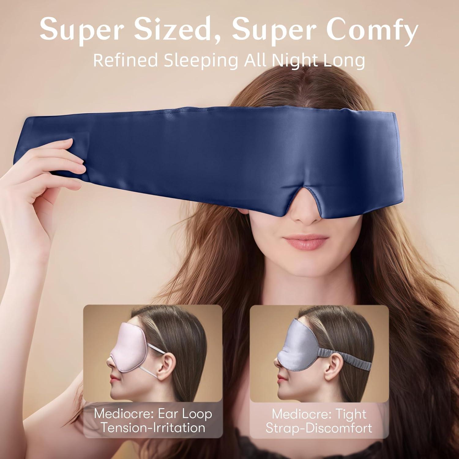 Máscara de Sueño de Seda Xelivolgi 100% Opaca Ajustable 23x11cm