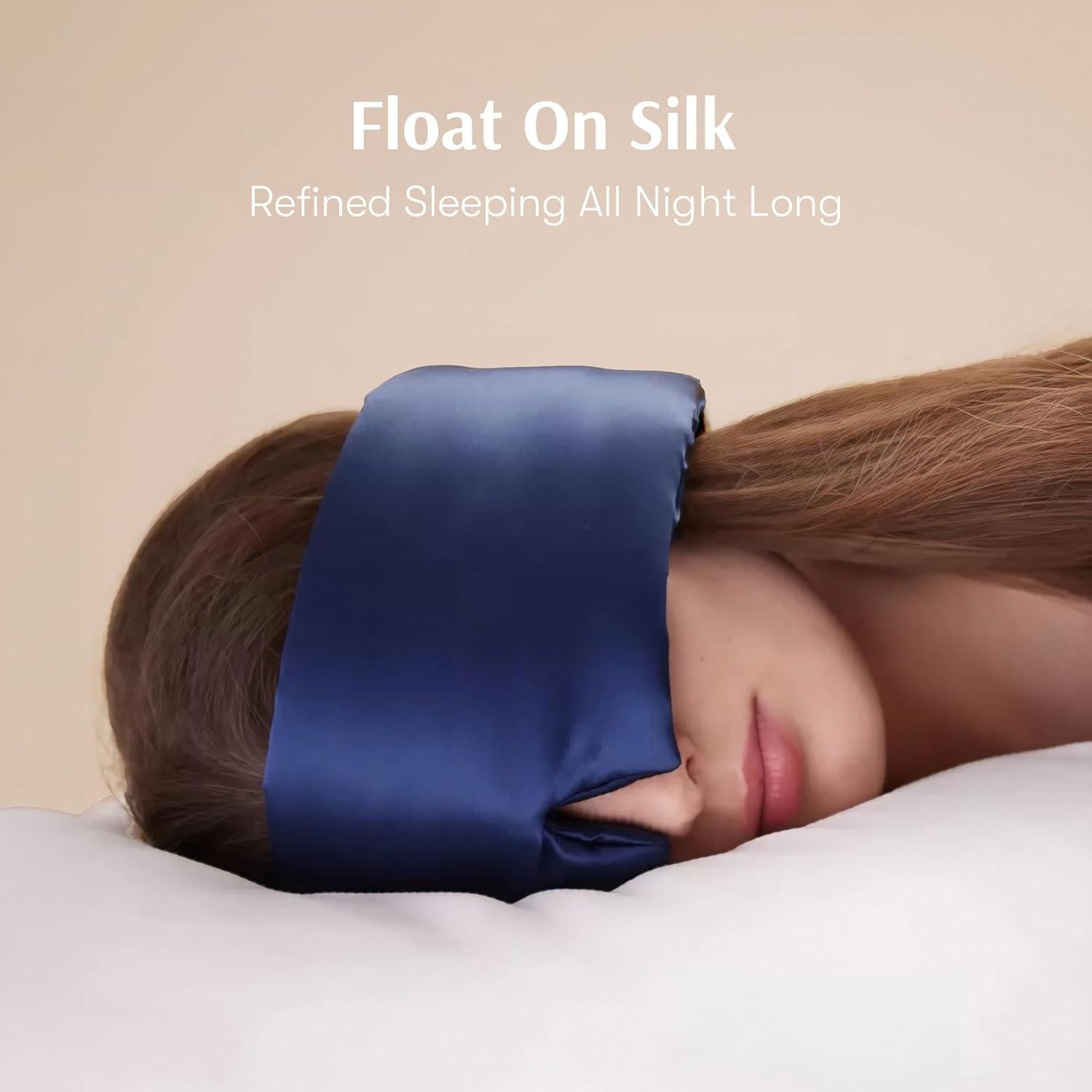 Máscara de Sueño de Seda Xelivolgi 100% Opaca Ajustable 23x11cm