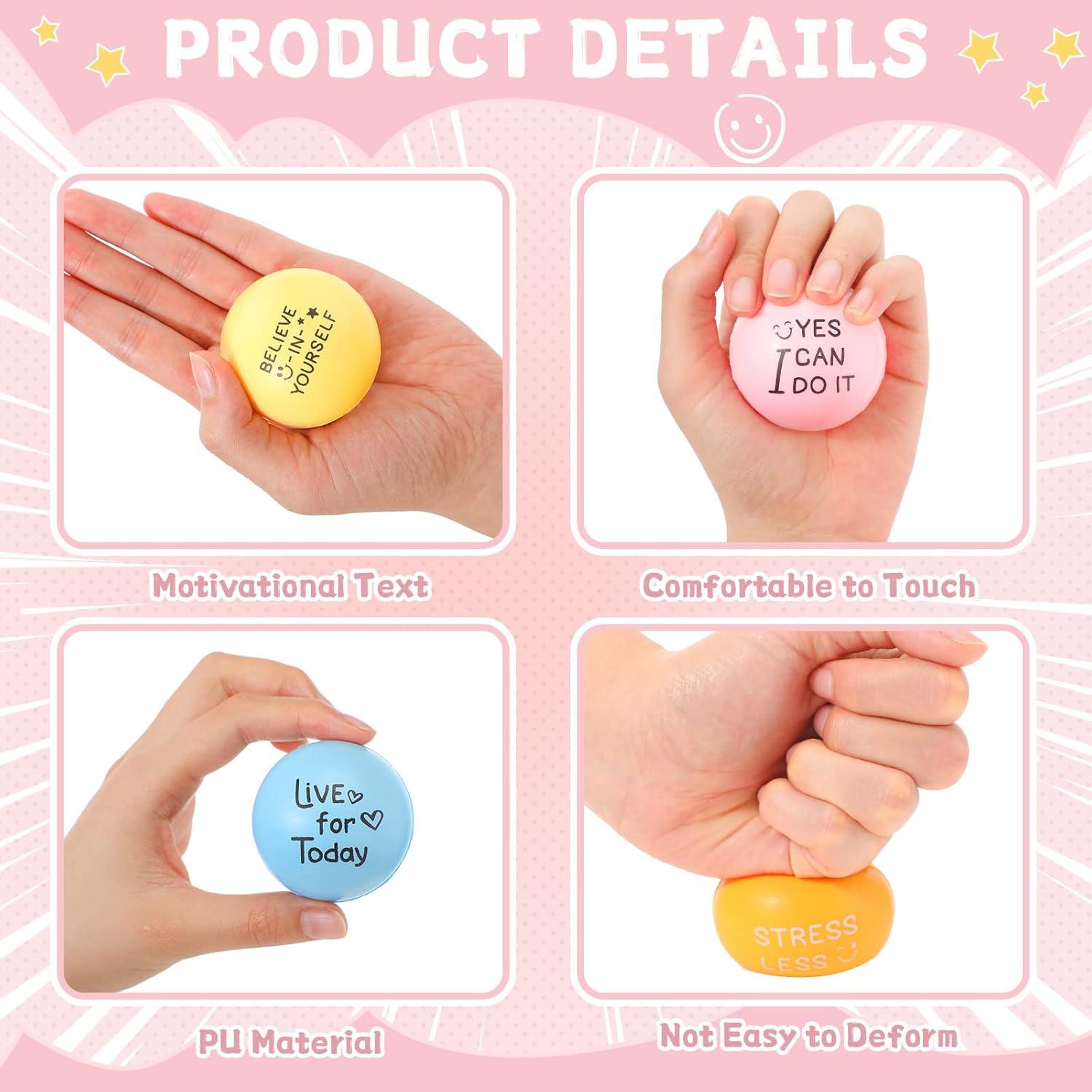 Wettarn 60 Pelotas Antiestrés Motivacionales 5 cm Colores Pastel