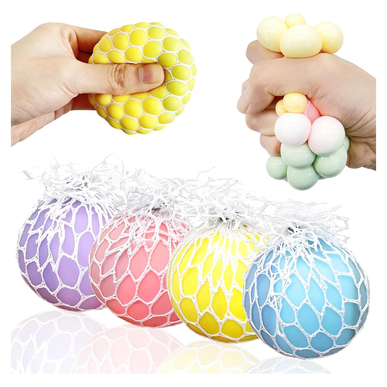Set de 4 Pelotas Antiestrés de Malla ZTATU para Niños y Adultos