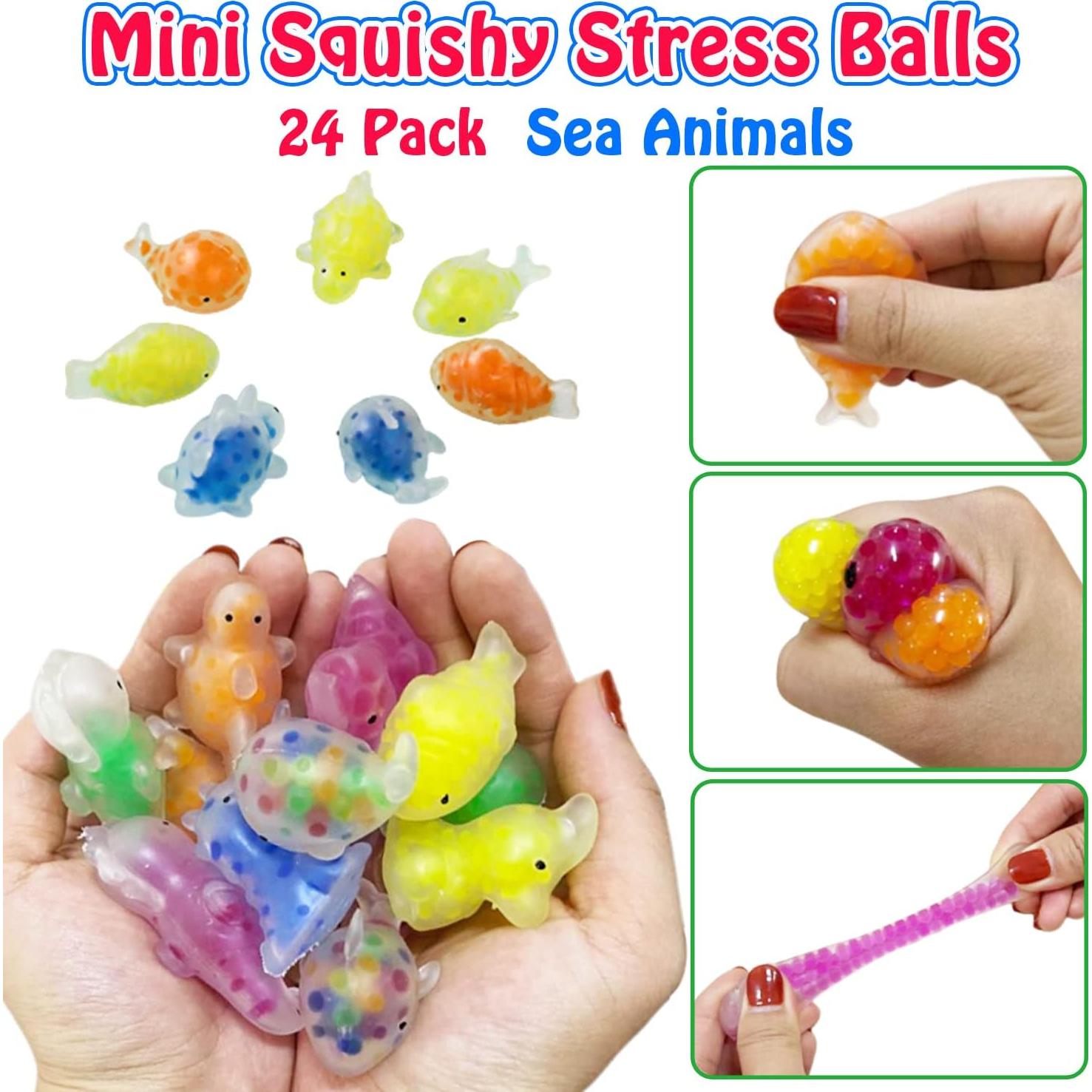 24 Pelotas Antiestrés de Animales Marinos Dshengoo - Regalos Divertidos