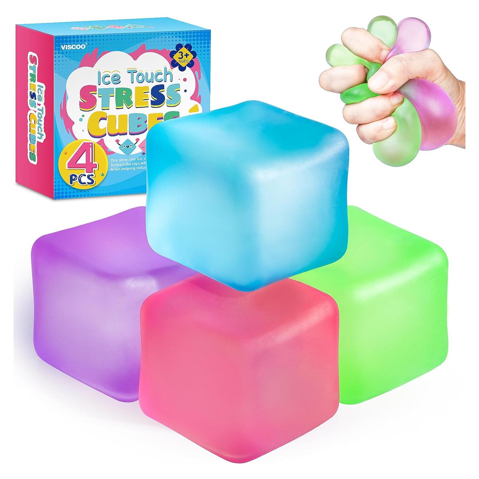 Juego de 4 Cubos Antiestrés VISCOO 4.6 cm para Alivio de Ansiedad