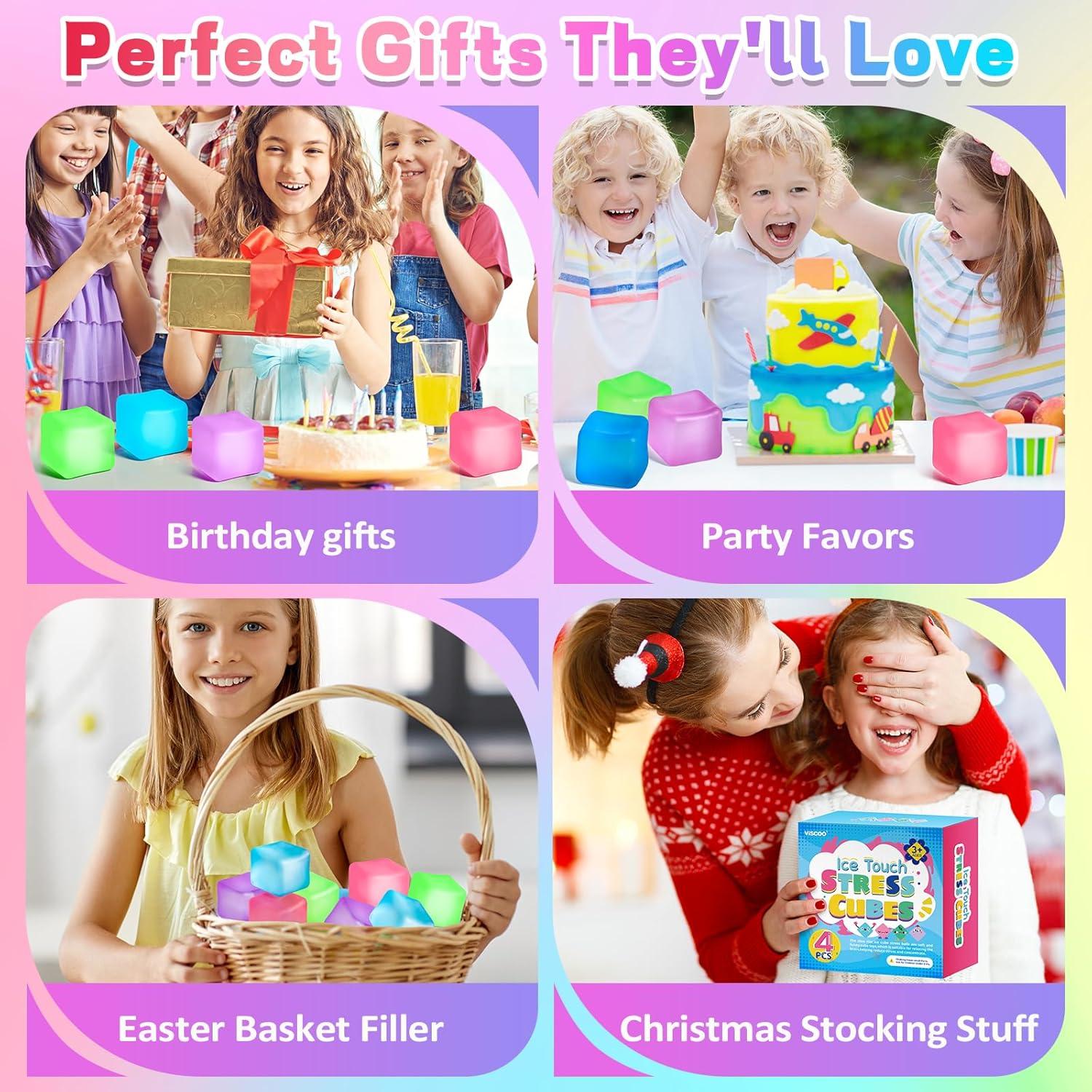 Juego de 4 Cubos Antiestrés VISCOO 4.6 cm para Alivio de Ansiedad