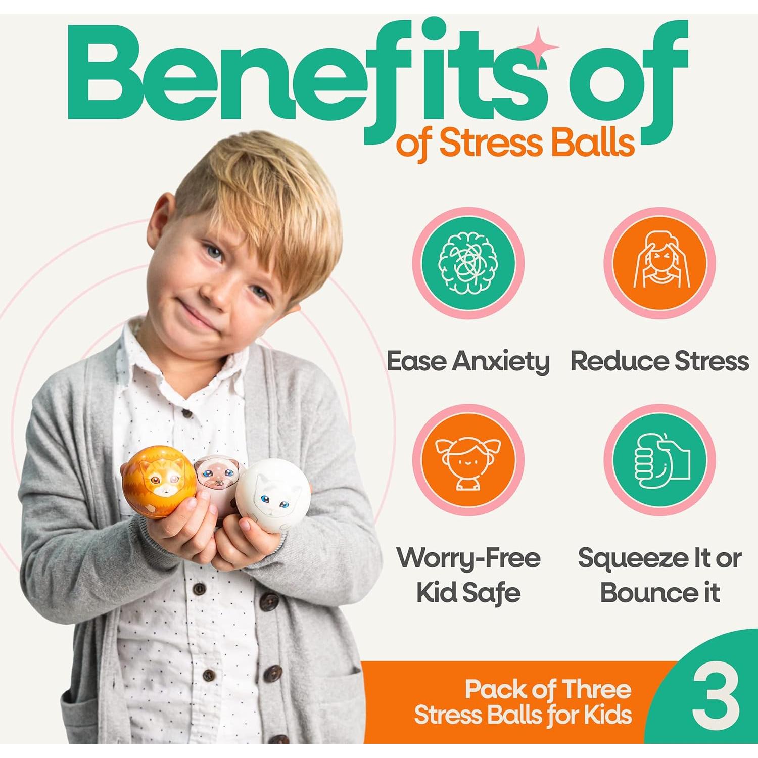 Paquete de 3 Pelotas Antiestrés Klevly para Niños - No Tóxicas