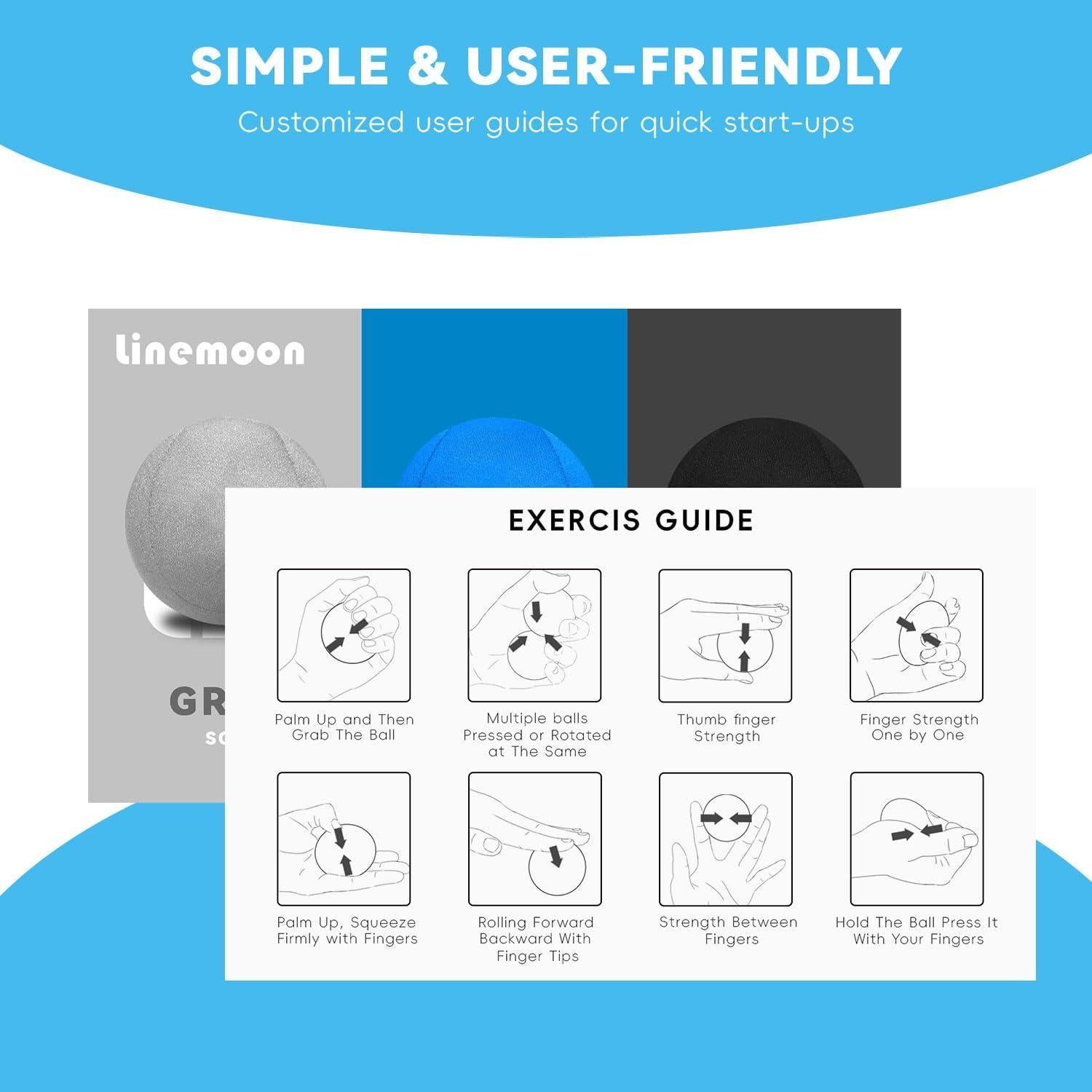 Paquete de 3 Pelotas Antiestrés Linemoon para Terapia de Mano