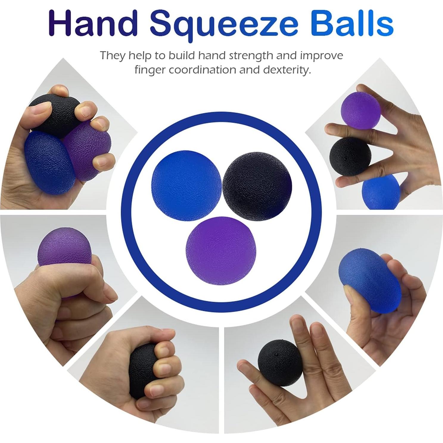 3 Bolas de Gel de Alivio de Estrés LETAYAR - Resistencia Suave, Media, Firme