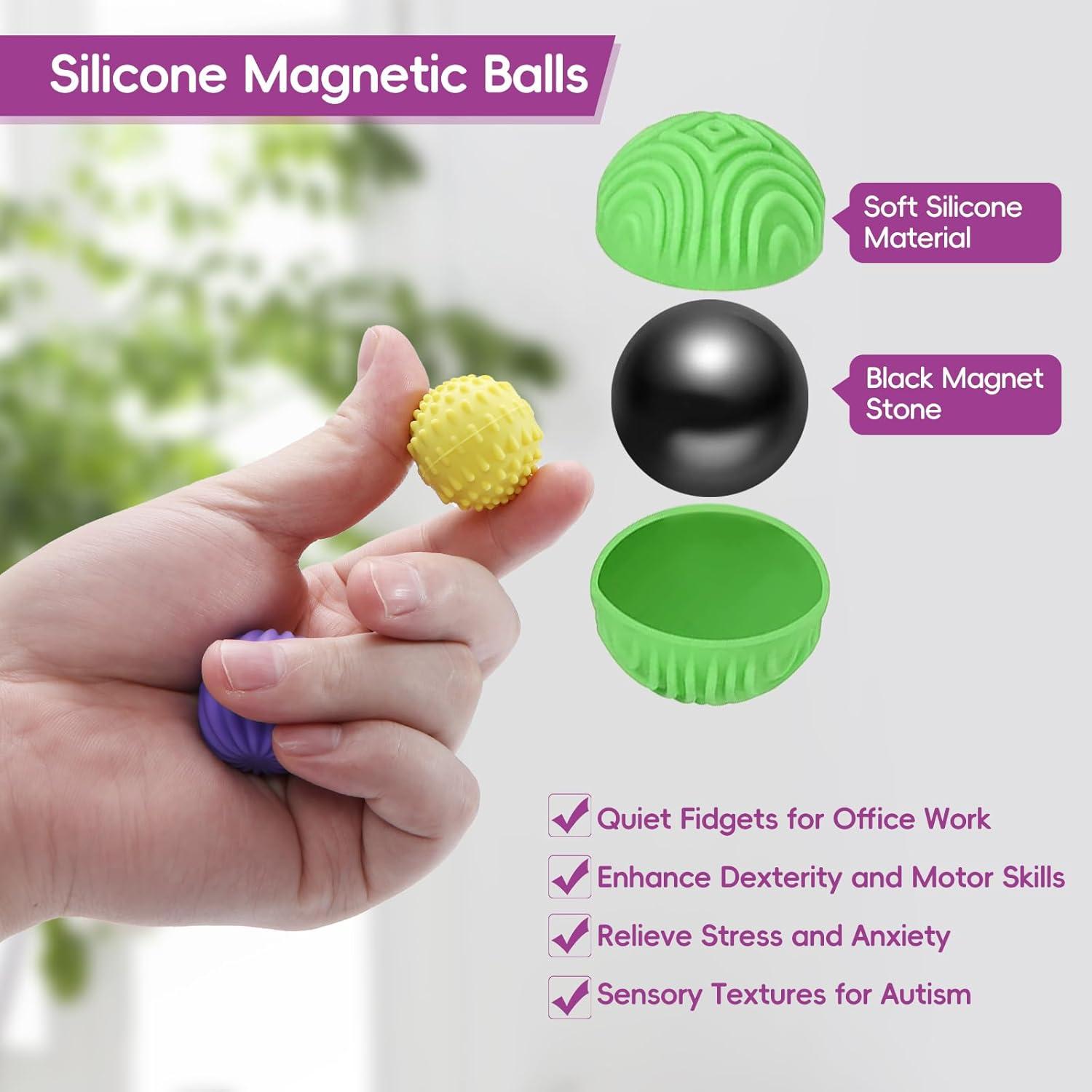 Paquete de 4 Bolas Magnéticas de Silicona Antiestrés 167g