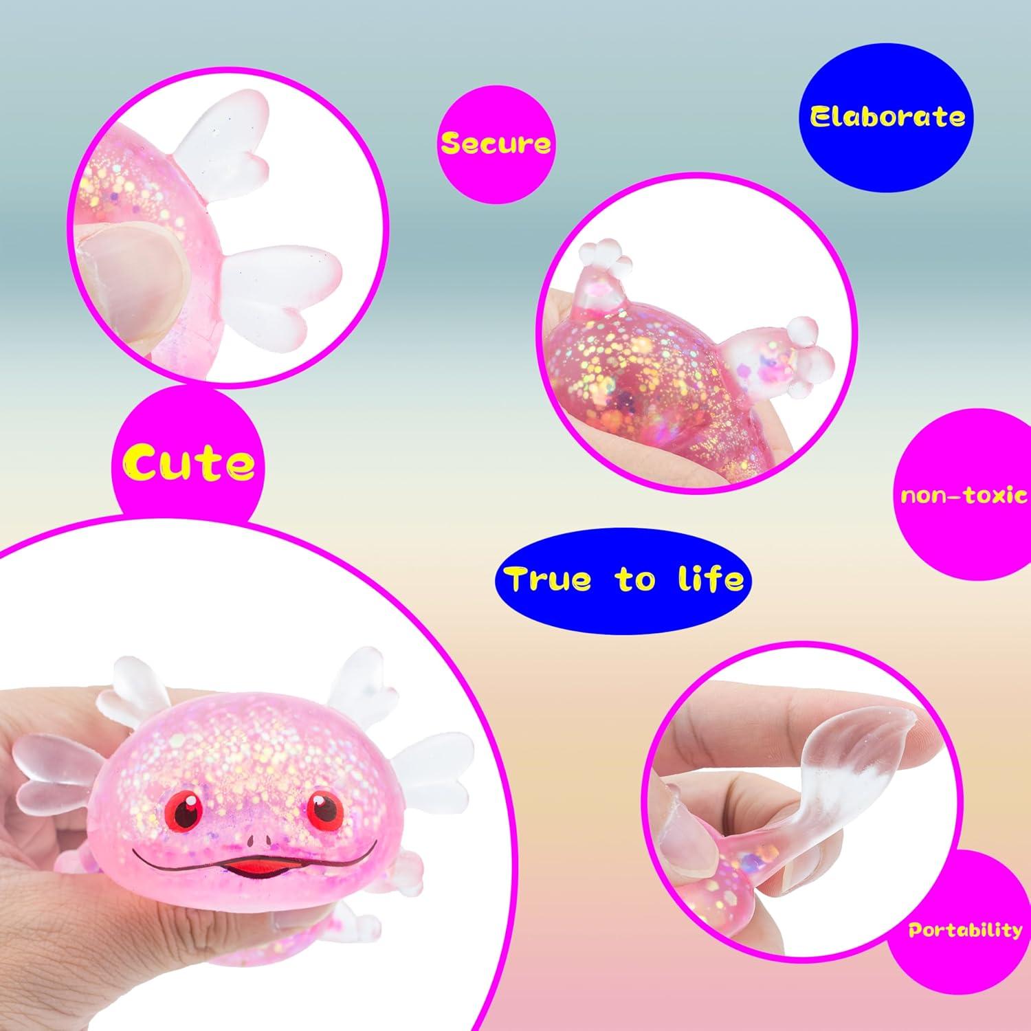 Set de 3 Juguetes Antiestrés Axolote Squishy Wazibo 6 cm