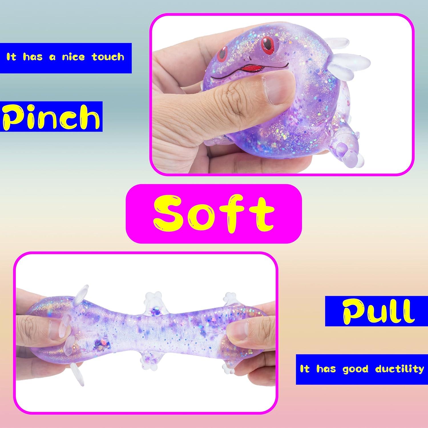 Set de 3 Juguetes Antiestrés Axolote Squishy Wazibo 6 cm