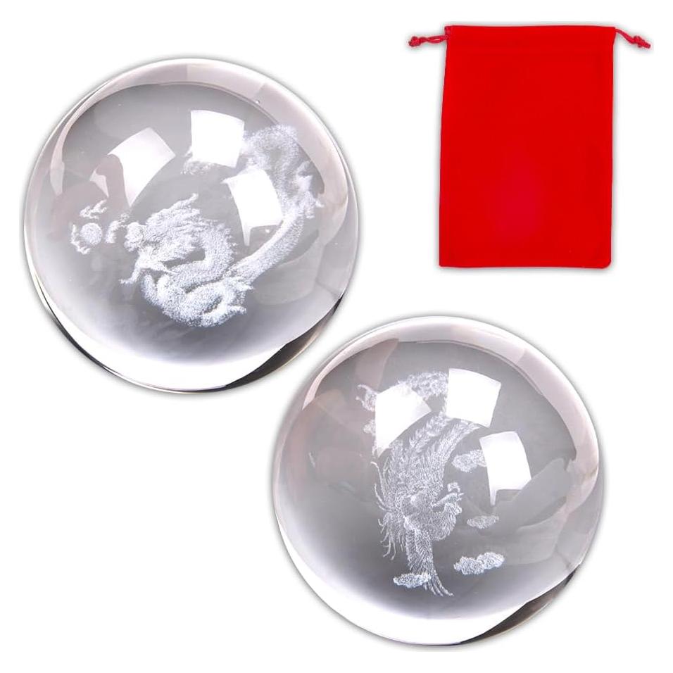 Bolas Baoding ZORZA 2 Pcs Cristal 4 cm Alivio Estrés