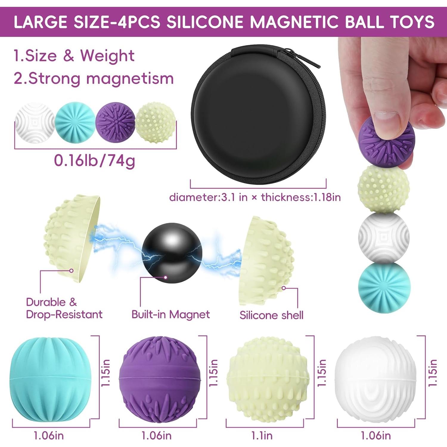 4 Bolas Magnéticas de Silicona Antiestrés Longcheng 190g