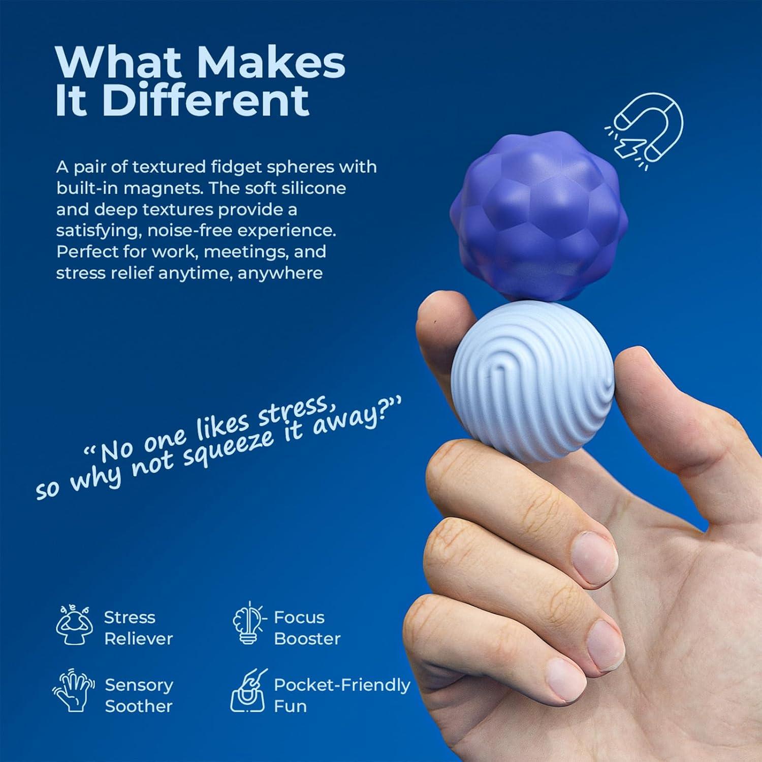 Bolas Magnéticas Antiestrés de Silicona x2 - Azul 40mm