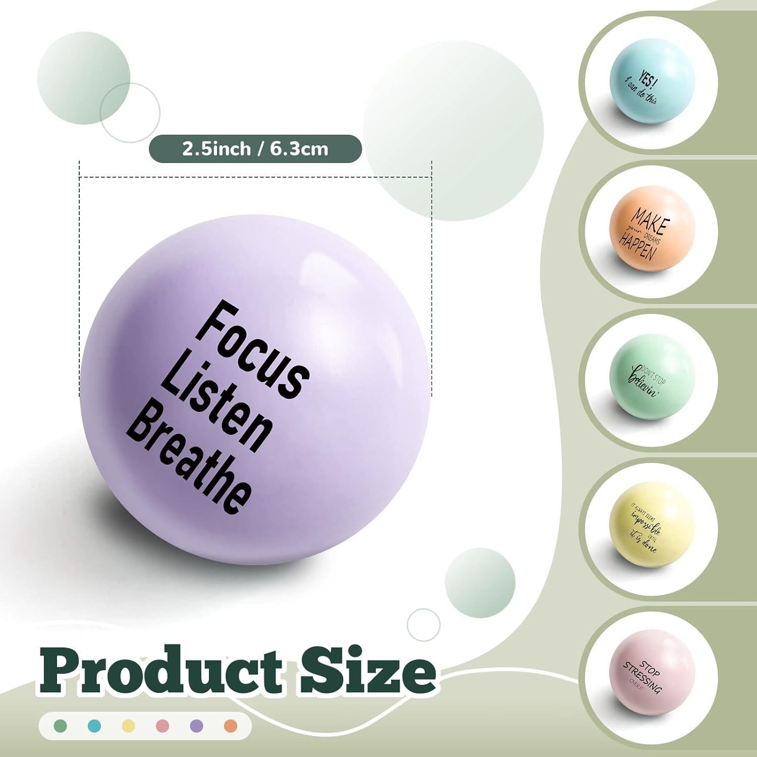 Pelotas Antiestrés Motivacionales Skylety - 6 Piezas 6.3 cm
