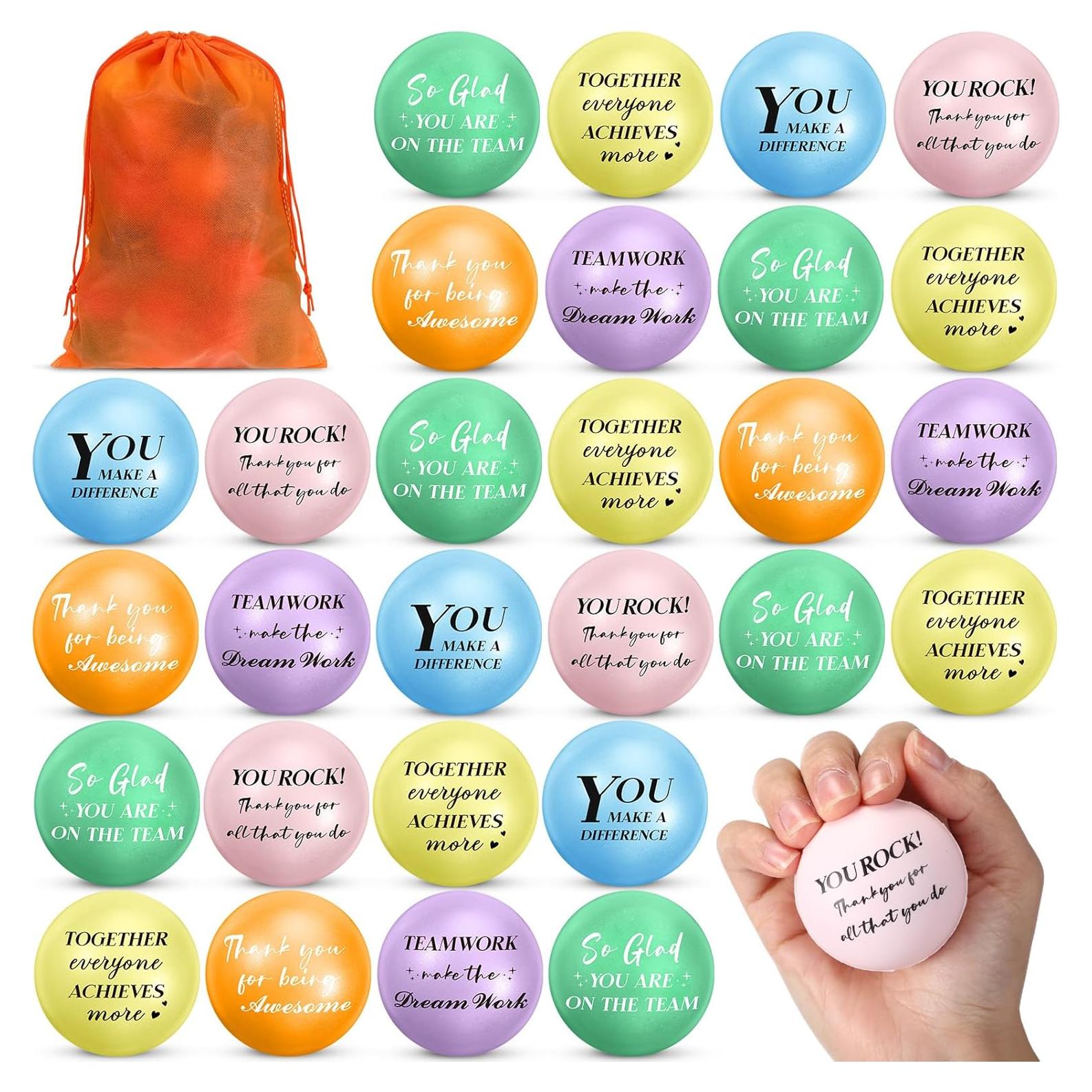 48 Pelotas Antiestrés Motivacionales Glimin con Bolsa 5 cm