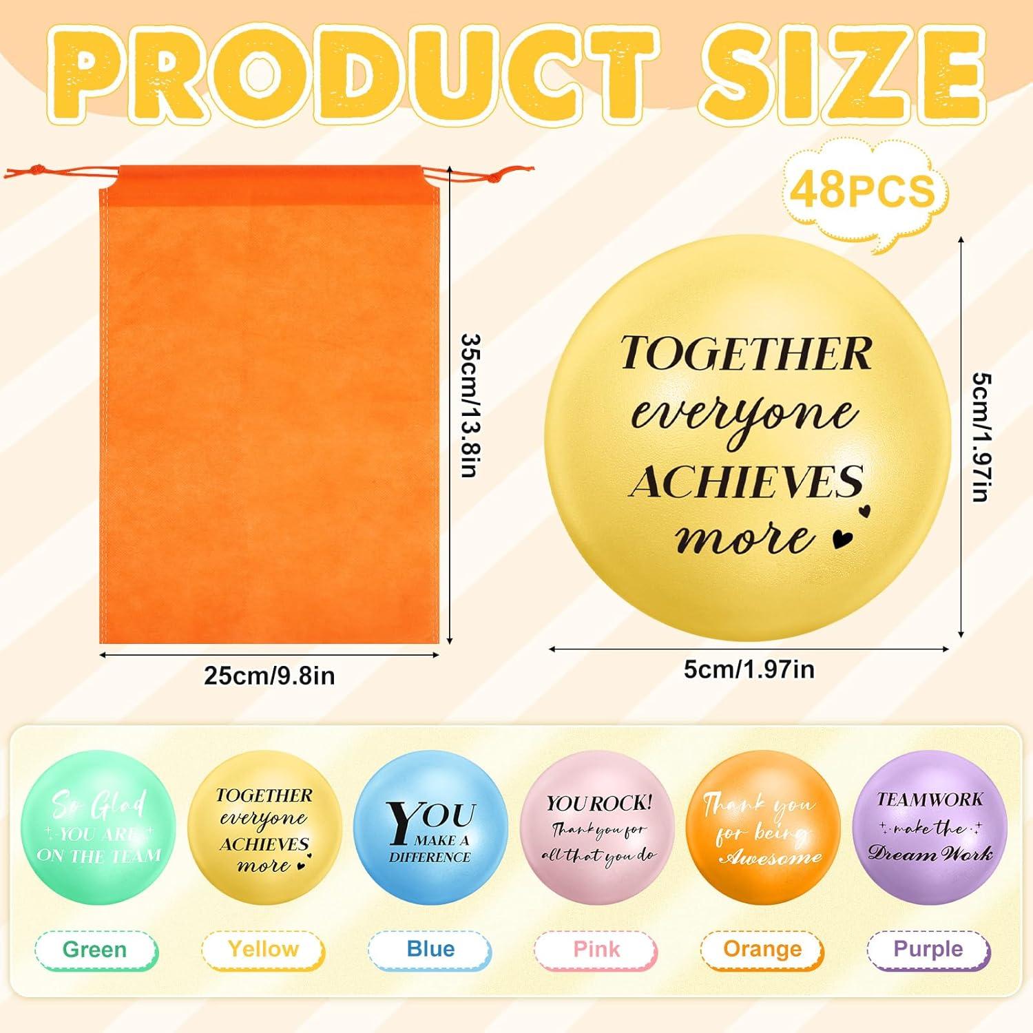 48 Pelotas Antiestrés Motivacionales Glimin con Bolsa 5 cm