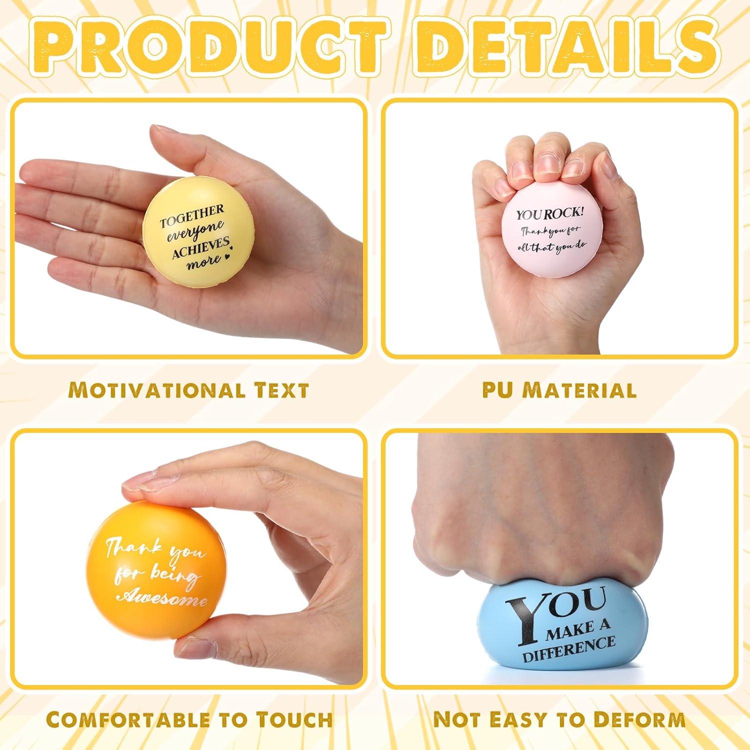 48 Pelotas Antiestrés Motivacionales Glimin con Bolsa 5 cm