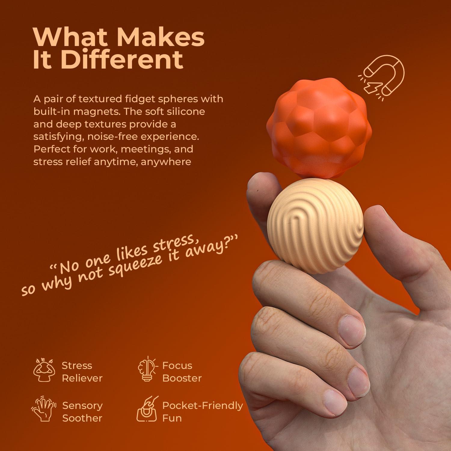 Pelotas Antiestrés Magnéticas de Silicona 2 Pcs Naranja