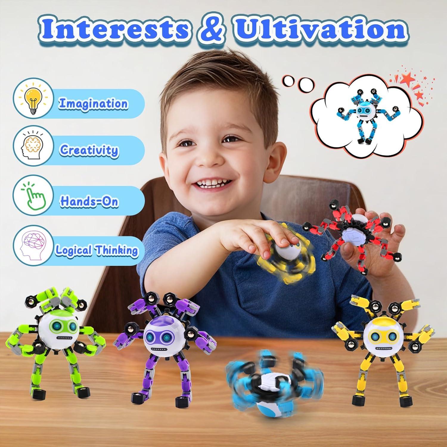 4 Juguetes Spinners Antiestrés ASIOWELY para Niños y Adultos